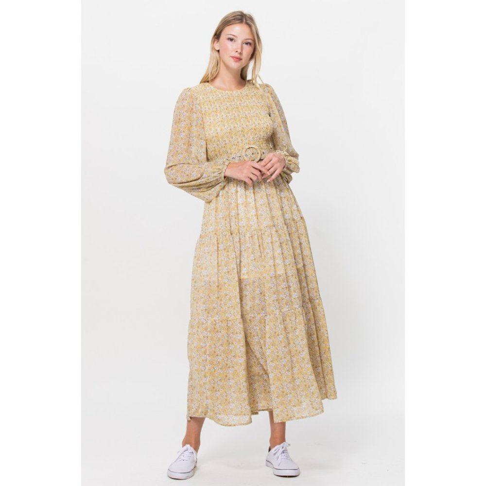 Freesia Floral Print Midi Dress